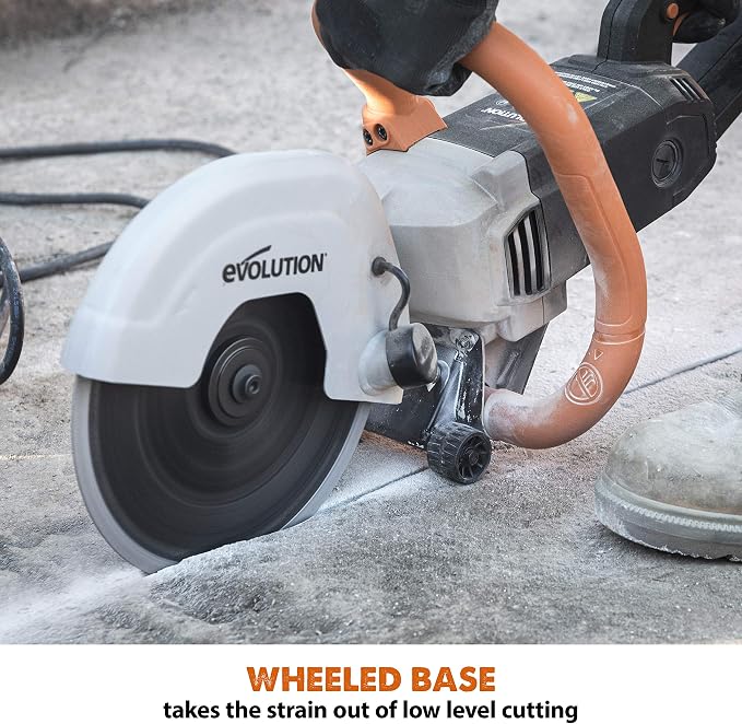 Evolution R230DCT | 9 in. Electric Concrete Saw | Diamond Masonry Blade Included | 15A Motor | 3-1/2" Cut Depth | No Gas, No Fumes | Circular Saw / Disc Cutter / Cut-Off Saw | Brick & Concrete