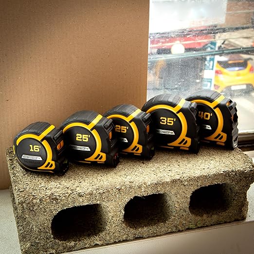 Komelon 16-Ft Contractor TS Wide blade Tape Measure with Backside Printing, Manual Lock, Long Standout (93416)