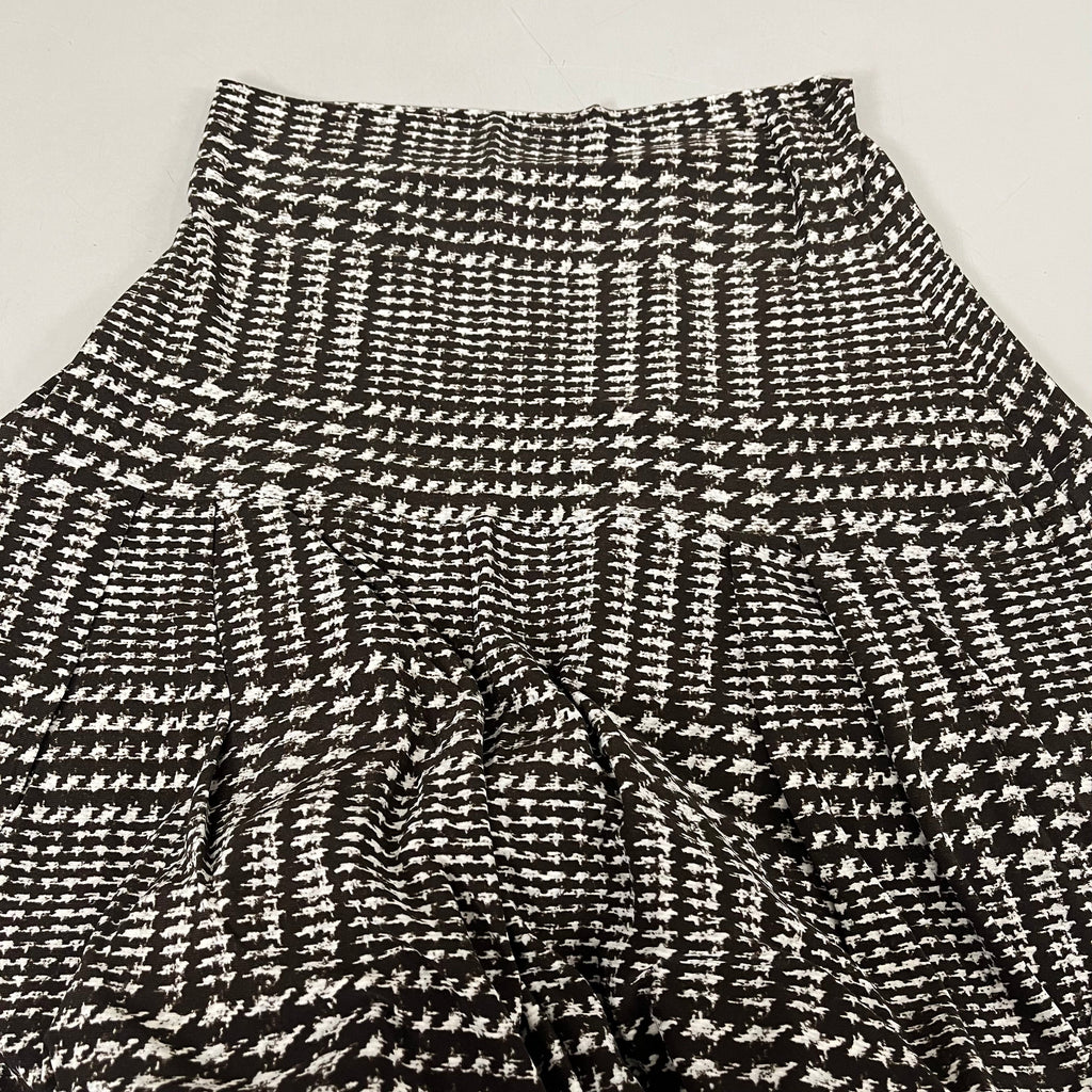 NORMA KAMALI High Waist Pleat Pant Women's Sz XL/38 Chocolate Glenn Plaid Tweed