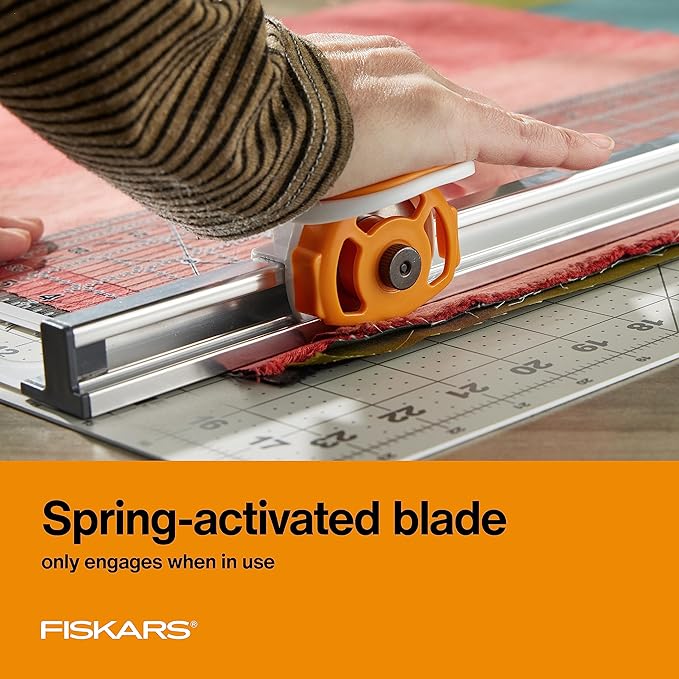 Fiskars Rotary Cutter & Ruler Combo - 24" L x 6" W Fabric Cutter with Gridlines & Fiskars 111310-1004 Fabric Circle Cutter 2"-12"