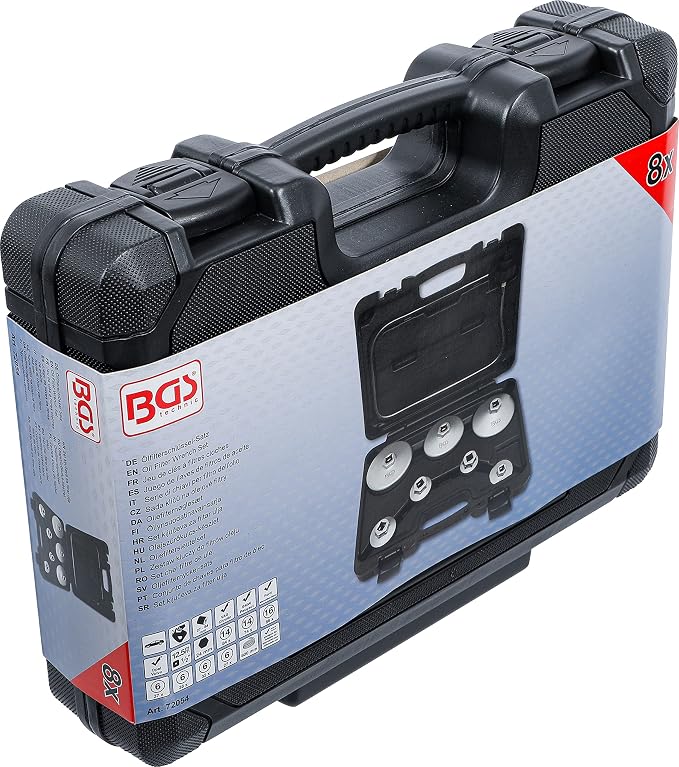 BGS 72054 | Oil Filter Wrench Set | with Oil Filter Drain Hose | for VAG, BMW, Citroën, Peugeot, Ford, Mercedes-Benz, Opel / Vauxhall, Volvo | 8-pcs.
