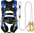 TRSMIMA Safety Harness Fall Protection - Harness Kit for Men Construction | Fall Arrest Roofing Harness Kit Men Full Body Harness with Lanyard for Work Upgrade 4 Quick Buckles Orange
