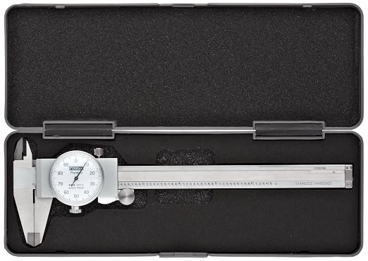 Fowler 52-008-706 Stainless Steel Shockproof Dial Caliper, 0-6" Measuring Range, 0.001" Graduation Interval, Face Color White