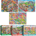 Antelope 3 in 1 1000 Piece Puzzle Bundle - Catndyland - 1000 Piece Jigsaw Puzzle with Drive in Movie and Roller Coaster