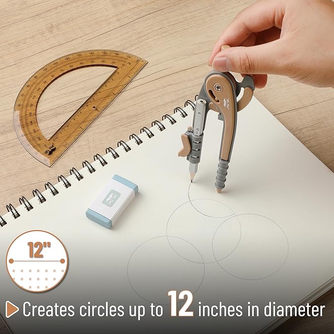 Mr. Pen- Geometry Compass and Protractor Set, 6 Inch Compass, 6 Inch Protractor, Drawing Tool for School, Clear Plastic, Easy Grip, Precision Design for Math, Art, Drafting, Architecture