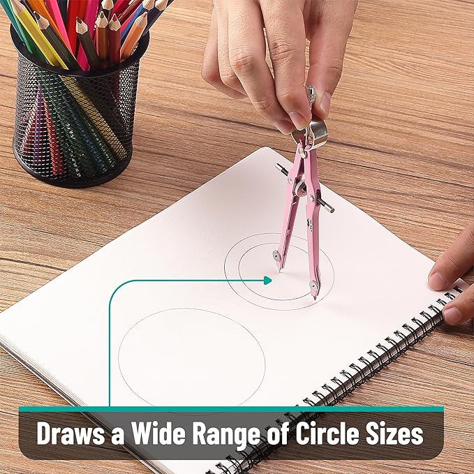 Mr. Pen- Professional Compass for Geometry, Extra Lead, Metal Compass Drawing Tool for Students, Drafting and Engineering, Technical Drawings, Circles and Geometry Projects