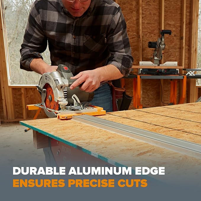 BORA 50” NGX Circular Saw Guide Rail, Clamp Edge for Circular Saws, Great for Straight Cross-Cutting Plywood Sheets and Routing Dados, 544050