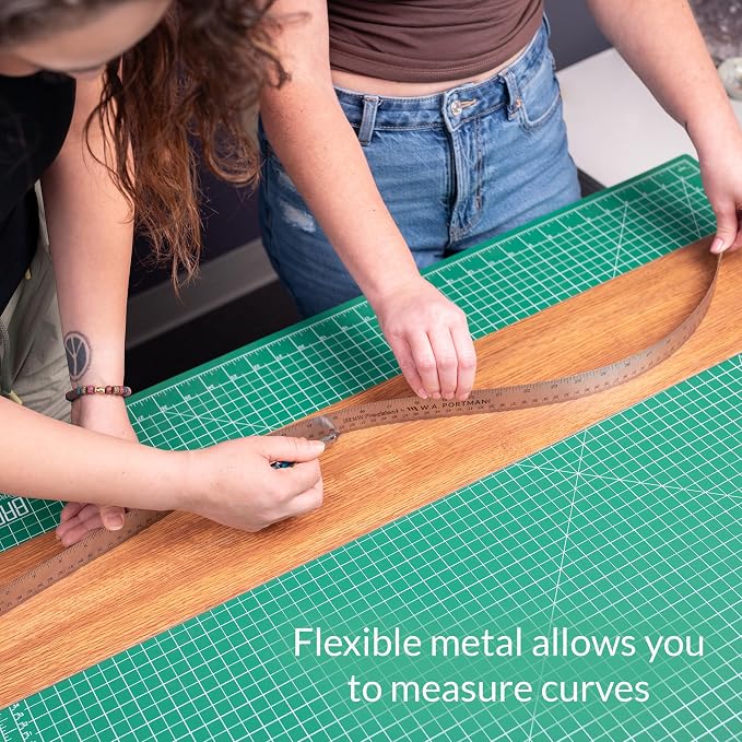 Breman Precision Metal Ruler 12 Inch Cork Back – 2 Pk Stainless Steel Straight Edge, Flexible Non-Slip Metal Ruler with Cork Backing – Imperial & Metric for Crafting, School, Workshop & Home Use