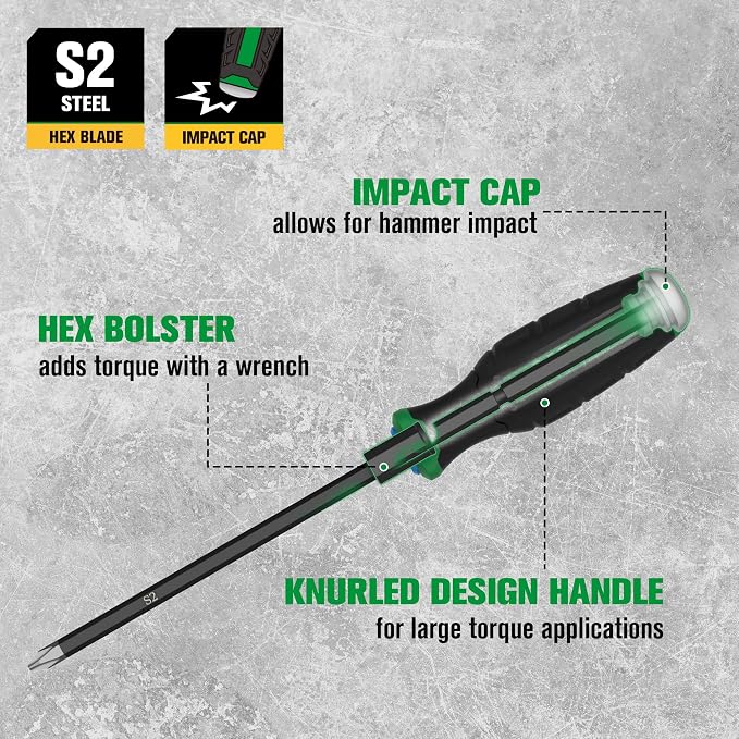 SK 6-Piece Heavy Duty Screwdriver Set, Demolition Driver, Slotted and Phillips, S2 Steel, SureGrip Handle