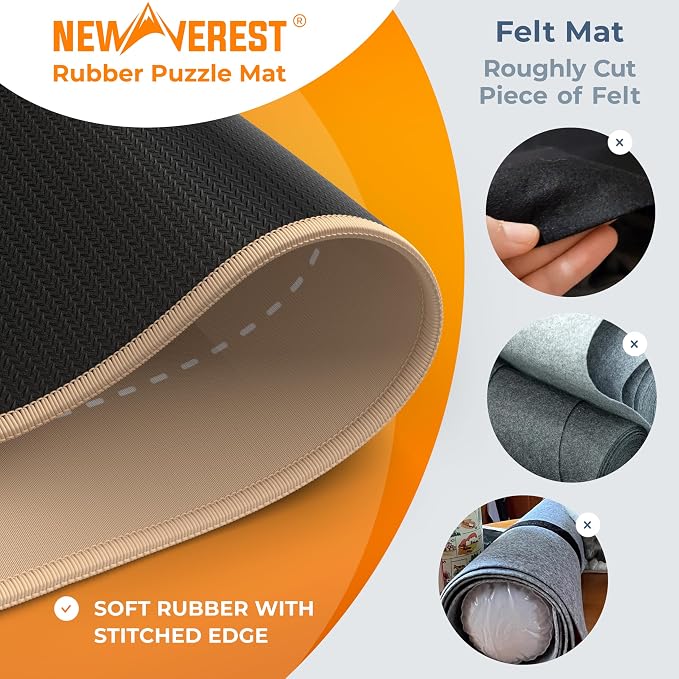 The Original Newverest Jigsaw Puzzle Mat Roll Up, Rose Gold, 39.4” x 23.6” Portable Keeper Up to 1000 Pieces with Non-Slip Rubber Bottom & Smooth Top + 3 Puzzle Sorting Trays & Travel Storage Bag