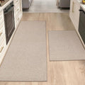 Color&Geometry Washable Kitchen Floor Mats Set,Extra Long Absorbent Non Slip Kitchen Runner Rug for Front Sink, Laundry, Hallway, 24"x36"+24"x72", Greige