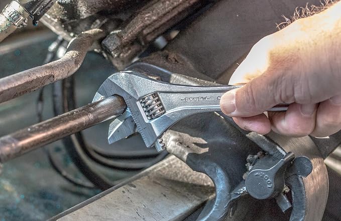 Channellock Adjustable Wrench 808PW - Reversible Jaw, Straight, Polished Finish - 8 In