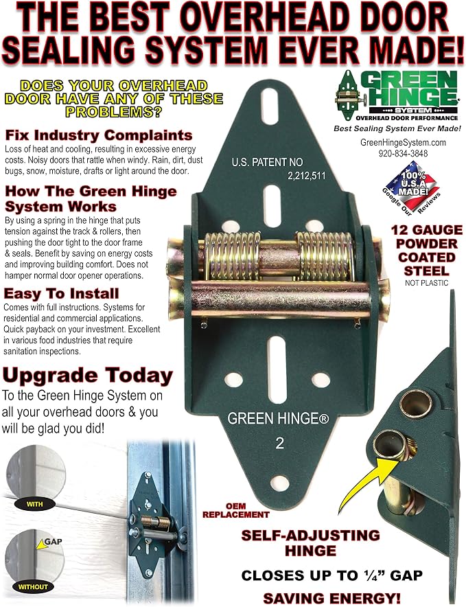 Energy Saving Garage Door Hinge - 4 Panel Doors Up to 12', MFG# R4416-40