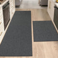 Color&Geometry Washable Kitchen Floor Mats Set,Extra Long Absorbent Non Slip Kitchen Runner Rug for Front Sink, Laundry, Hallway, 24"x36"+24"x83", Grey