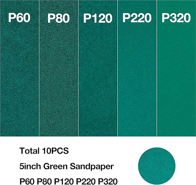 Pneumatic random orbital sander 5-inch light weight palm sander 3/16" (5 mm) diameter orbit 12000 RPM with extra 10pcs sandpaper