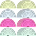 24 Pack Plastic Protractors Math Protractor 180 Degrees 4 Inch (Red Green Yellow Blue)