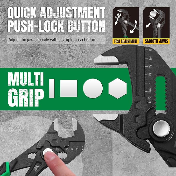SK Pliers Wrench Set, Adjustable Parallel Smooth Jaw, 6-Inch & 7.5-Inch | 2-Piece Water Pump Pliers, Groove Joint Pliers, Premium CR-V Steel, Ergonomic Anti-slip Handle, with Pocket Tool Pouch