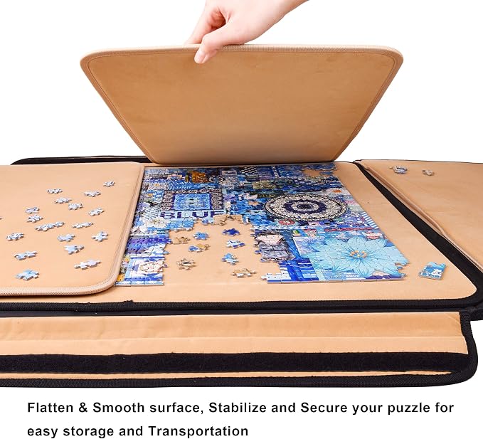1500 Pieces Jigsaw Puzzle Board, Portable Puzzle Board, 25"×35.43" Jigsaw Puzzle Table Board, Puzzle Keeper Puzzle Caddy with Sorting Trays & Detachable Board,Non-Slip Surface