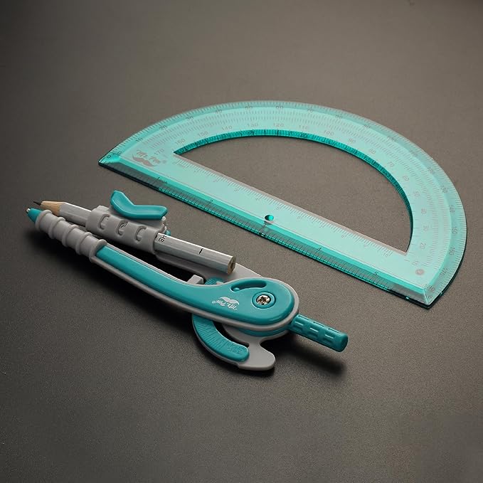 Mr. Pen- Geometry Compass and Protractor Set, 6 Inch Compass, 6 Inch Protractor, Drawing Tool for School, Clear Plastic, Easy Grip, Precision Design for Math, Art, Drafting, Architecture