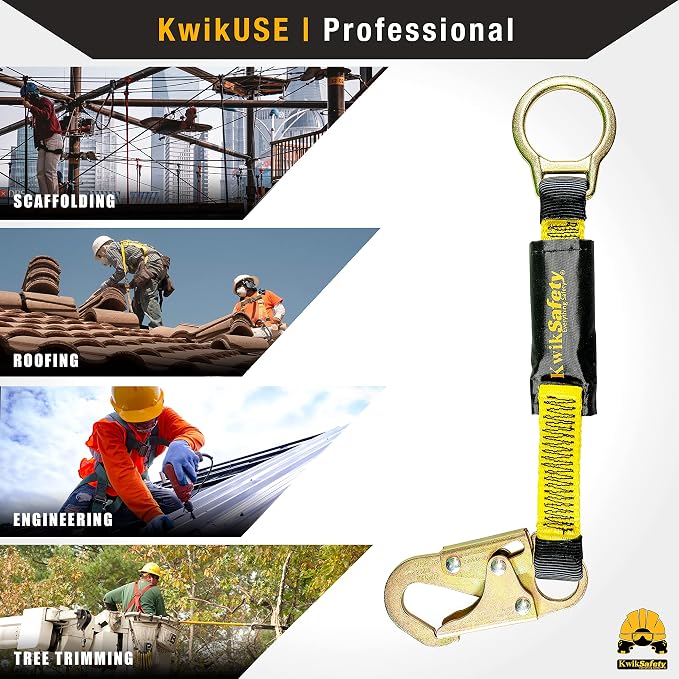 KwikSafety - Charlotte, NC - Dolphin Dorsal [2 Pack] 18" D-Ring Extender ANSI Tested OSHA Compliant Safety Harness Extension Lanyard Safety D Ring PPE Construction Roofing Fall Arrest Gear