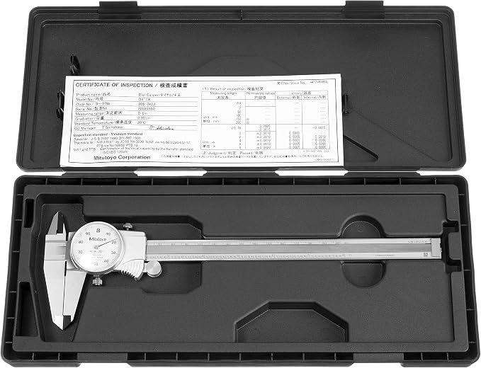 Mitutoyo 505-743J Dial Caliper, 0-8" Range, 0.001" Graduation, 0.1"/Rev, Smooth Dial Movement with Shock Protection, TiN Coated Sliding Surface for Wear Resistance, Lock Screw | 0.001" Graduation