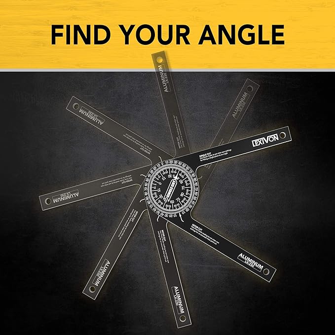 LEXIVON [2-pack] Aluminum Miter Saw Protractor | 7-Inch Rust Proof Angle Finder Featuring Precision Laser Engraved Scales (LX-230X2)