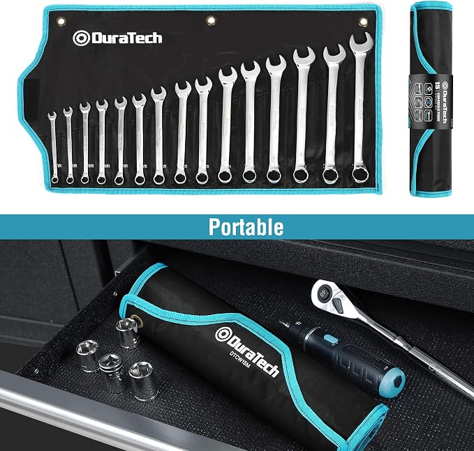 DURATECH Combination Wrench Set, Metric, 15-Piece, 8-22mm (Pack of 2)