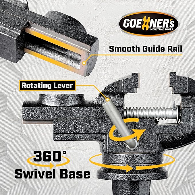 Table Vise or Bench Vise 3.2 Inch, 360° Swivel Clamp-On Vise Portable Home Vice with Large Anvil for Woodworking, Cutting Conduit, Drilling, Metalworking