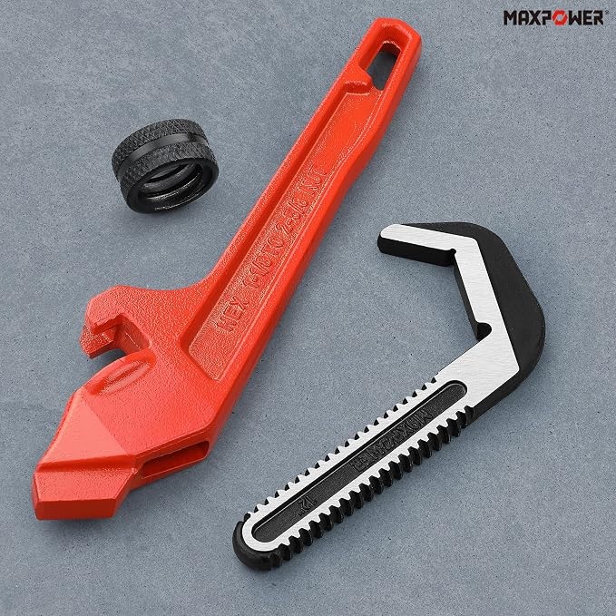 MAXPOWER Adjustable Offset Hex Wrench, 12 Inch, Red, Cast Iron (Pack of 2)