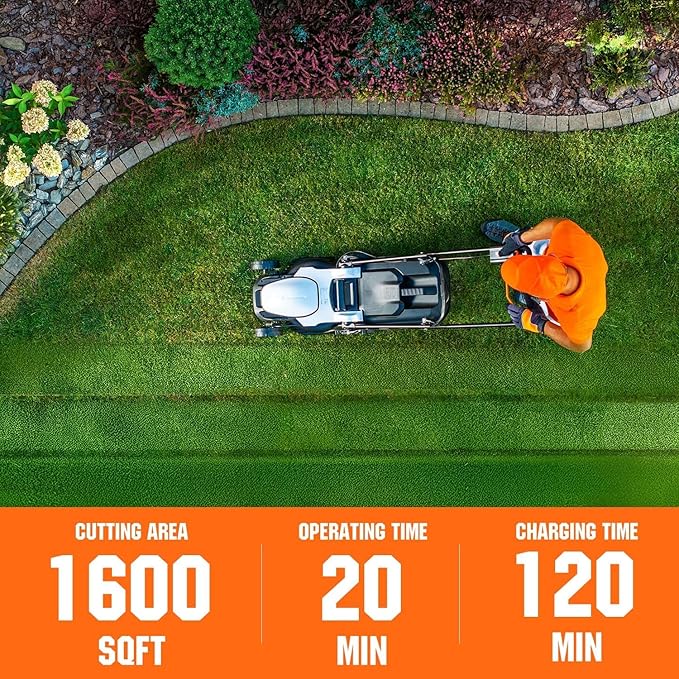 Litheli Cordless Lawn Mower 13 Inch, 5 Heights Adjustment, U20 Series 20V Electric Lawn Mowers for Garden, Yard and Farm, Light-Weight with Brushless Motor, 4.0Ah Portable Battery Included
