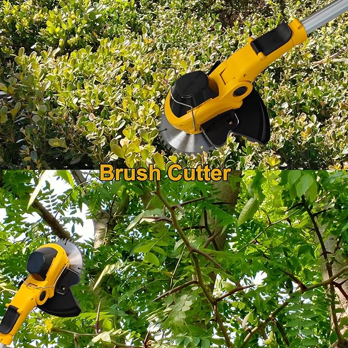 Electric Weed Wacker Eater Cordless Brush Cutter Battery Powered Weed Trimmer with Wheels 4 in 1 Brushless GrassTrimmer/Lawn Edge Compatible with Dewalt 20V Battery(Battery Not Included)