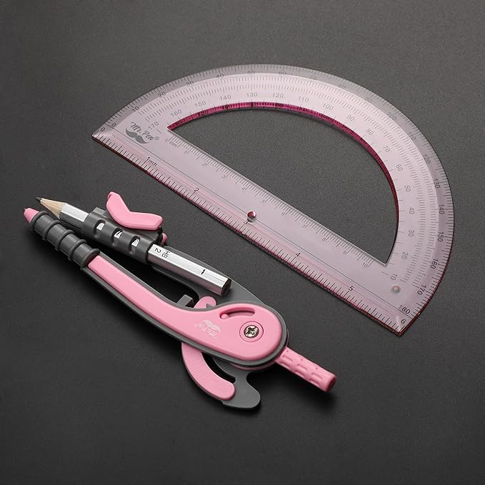 Mr. Pen- Geometry Compass and Protractor Set, 6 Inch Compass, 6 Inch Protractor, Drawing Tool for School, Clear Plastic, Easy Grip, Precision Design for Math, Art, Drafting, Architecture