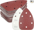 60PCS Triangular Sander Sandpaper, HYCHIKA Detail Sander Sandpaper Assorted 60/80/100/120/180/240 Grits with 6 Holes for Wood Sanding, Fit 3.92inch Qscillating Multi Tool Sander Machine