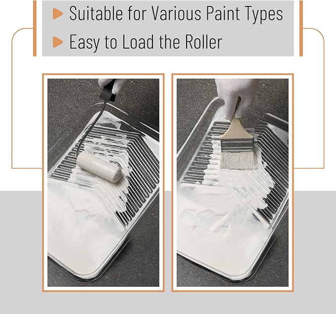 Bates 9 Inch Paint Tray Liners - 10 Transparent Plastic Disposable Trays for Painting Walls