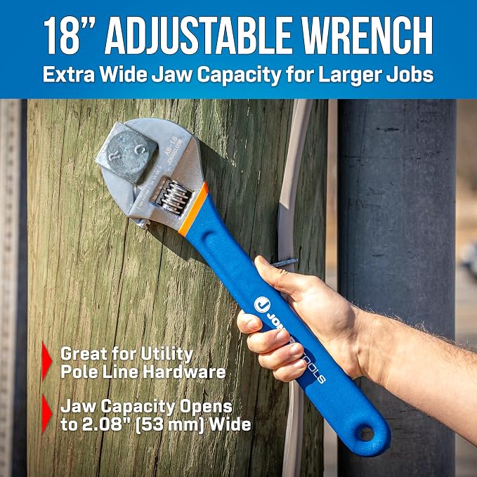 Jonard Tools AW-18 Adjustable Wrench 18" with Extra Wide Jaws (Color May Vary)