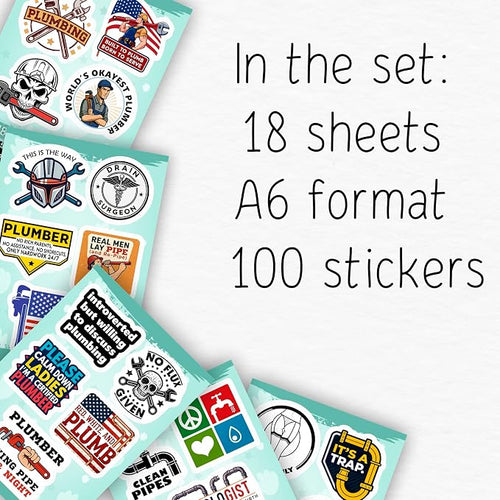 100Pcs Plumbing Stickers Hard Hat, Water Bottles, Laptop - Plumber Sticker - Plumber Gifts for Men - Funny Plumbing Gifts, Party Supplies & Decorations