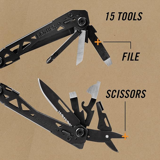 Gerber Suspension NXT 15-in-1 EDC Multitool, Pliers w/ Pocket Knife, Black