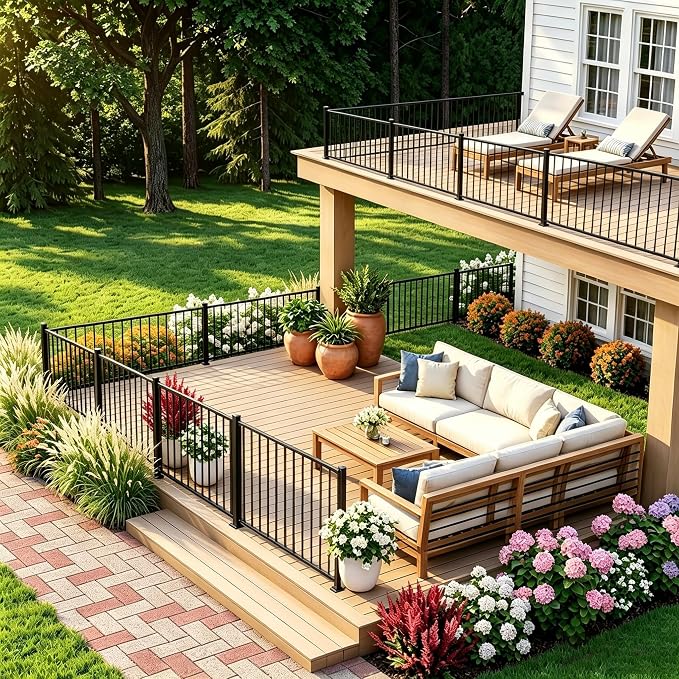 Metty Metal 5Ft W x 36in H Level Deck Railing Kit, Textured Black AAMA2604 Powder Coat, IBC Certified Guard Rail for Deck Porch Balcony Patio Outdoor