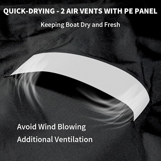 1200D Center Console Boat Cover with Motor Cove,16' - 18.5' L | 100% Waterproof Tear-Proof Trailerable Boat Cover with 13-19 Windproof Adjustable Straps