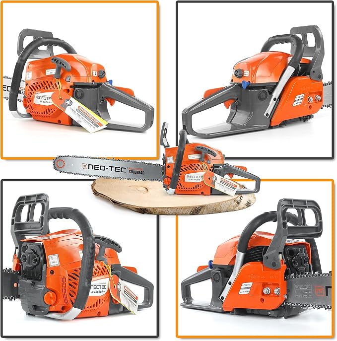 NEO-TEC 62cc 20 Inch Gas Powered Chainsaw 2-Cycle Petrol 3.5HP Handheld Reliable Motosierra De Gasolina for Tree Pruning Wood Cutting Firewood Preparation and Yard Maintenance