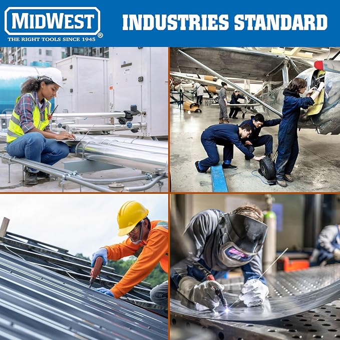 MIDWEST Aviation Snip - Straight Cut Offset Tin Cutting Shears with Forged Blade & KUSH'N-POWER Comfort Grips - MWT-6510S