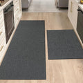 Color&Geometry Washable Kitchen Floor Mats Set,Extra Long Absorbent Non Slip Kitchen Runner Rug for Front Sink, Laundry, Hallway, 24"x36"+24"x72", Grey