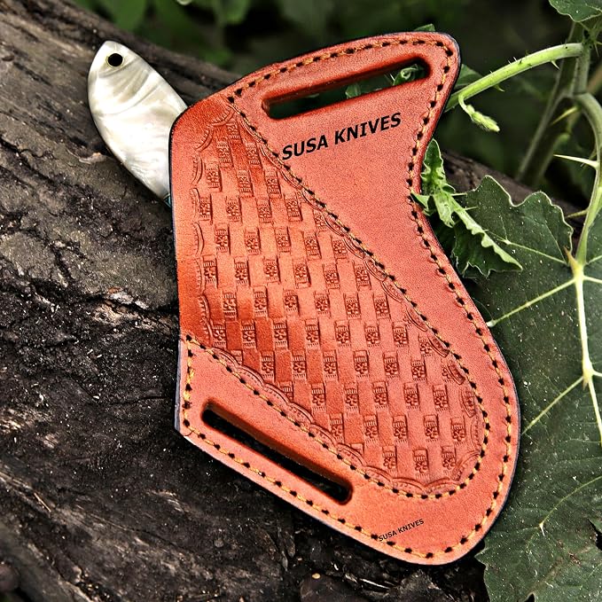 Custom Handmade 7'' fixed blade hoof rasp knife Cow boy knife Turquoise Handle Damascus steel Bull cutter, cowboy knives with pancake leather sheath (RESIN)
