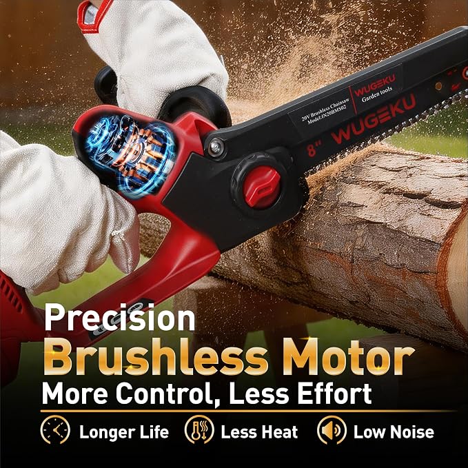 8-Inch Brushless Mini Chainsaw, Fits Makita 18V LXT Batteries | Auxiliary Handle for Steadier Two-Hand Control, 2×4.0Ah Batteries, Auto Oiler, Tool-Free Tension, Case & Safety Gear