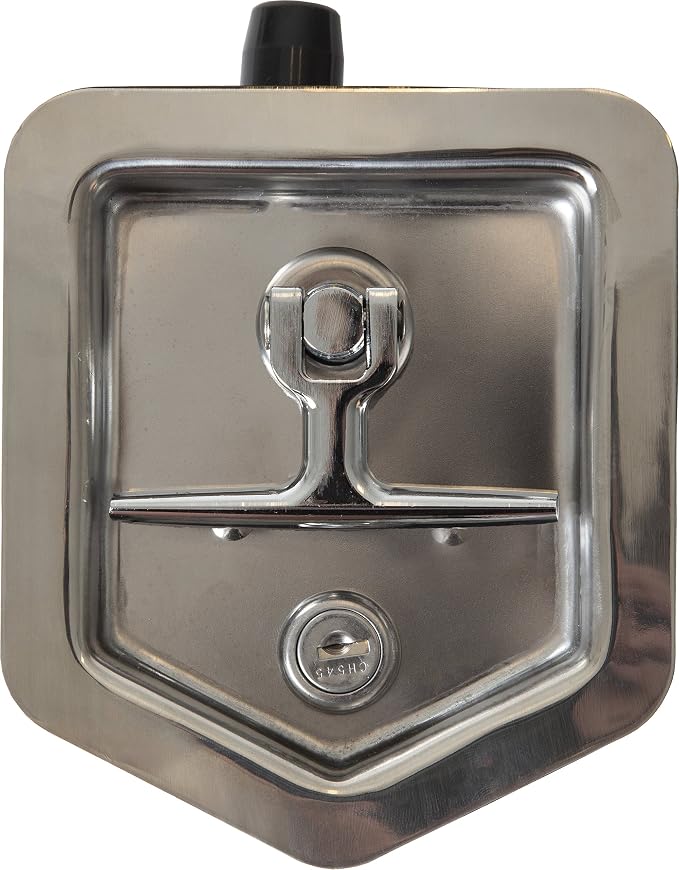 Buyers Products L8816R Stainless Steel Triple Point T-Handle Latch with Roller, Locking Toolbox Replacement with Gasket, Stud Mount Design for Polymer Underbody Truck Boxes, 4.75 x 5.50 Inch