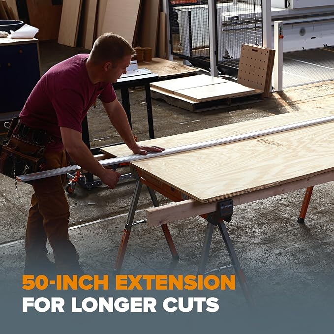 BORA 50" NGX Clamp Edge Extension, Straight Cut Guide for Circular Saws | Add 50-Inches to Your NGX Clamp Edge, 544060, Black White