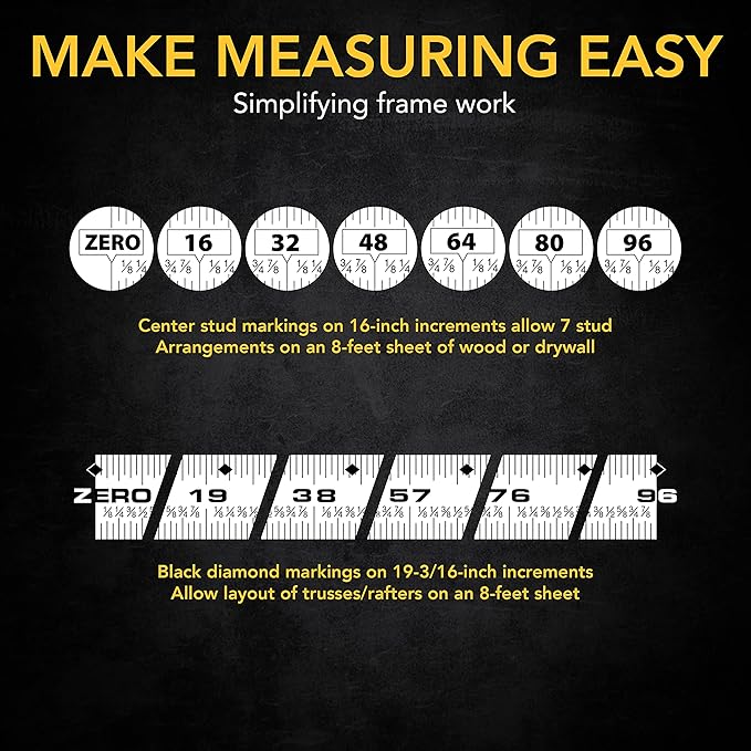 LEXIVON [2-Pack] 25Ft/7.5m Tape Measure, DuaLock & AutoLock | 1-Inch Wide Blade with Nylon Coating, Matt Finish White & Yellow Dual Sided Rule Print | Ft/Inch/Fractions/Metric (LX-204)