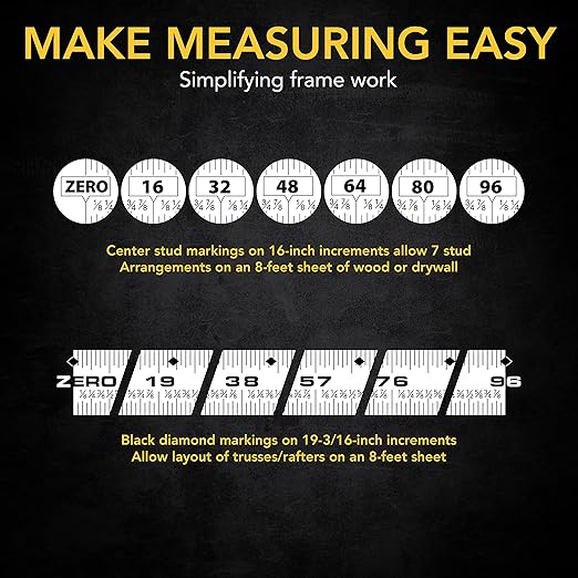 LEXIVON 25Ft/7.5m DuaLock Tape Measure | 1-Inch Wide Blade with Nylon Coating, Matt Finish White & Yellow Dual Sided Rule Print | Ft/Inch/Fractions/Metric (LX-206)