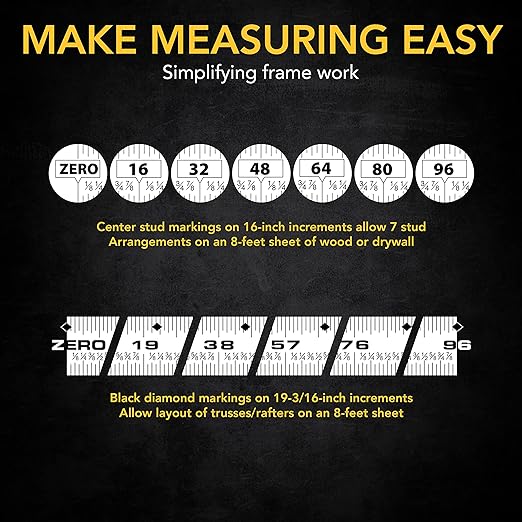 LEXIVON 25Ft/7.5m AutoLock Tape Measure | 1-Inch Wide Blade with Nylon Coating, Matte Finish White & Yellow Dual Sided Rule Print | Ft/Inch/Fractions/Metric (LX-205)
