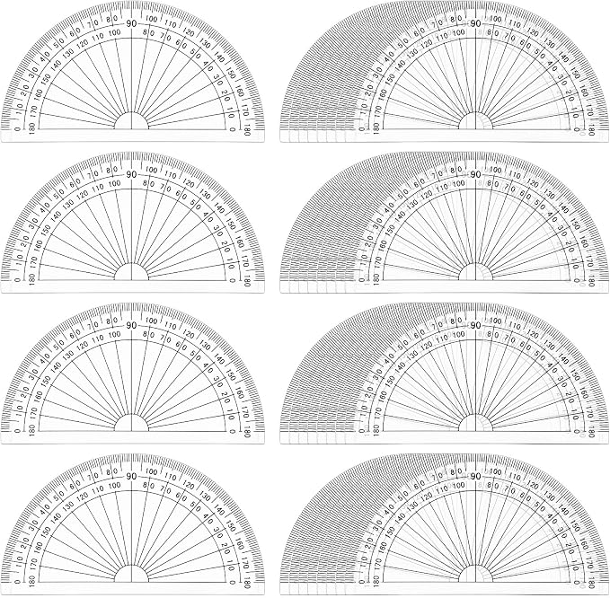 Zonon 100 Pcs 4 Inch Clear Plastic Protractor Bulk Math Protractors Set 180 Degrees Geometry Drafting Tools for Classroom Industry Office Back to School Supplies